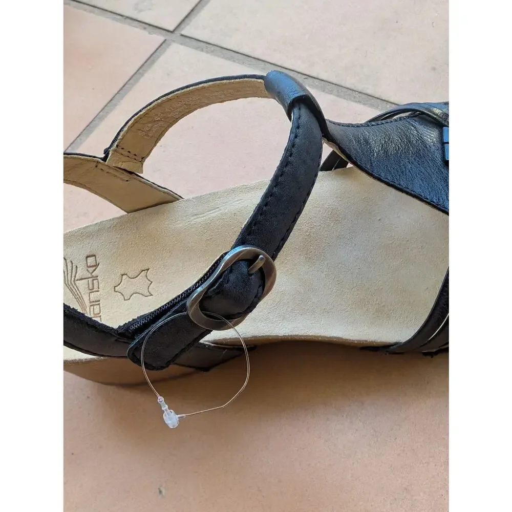 DANSKO TIA Milled Burnished chunky wedge Sandals, size Women's 10